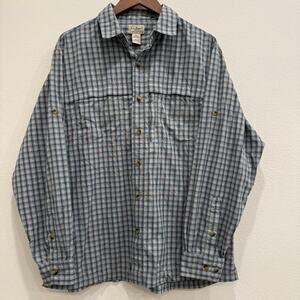 L.L. Bean Men’s Large Long Sleeve Nylon Camp Shirt Gray-Blue Hiking Outdoor